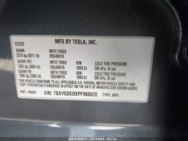 Photo 8 VIN: 7SAYGDEDXPF968820 - TESLA MODEL Y 