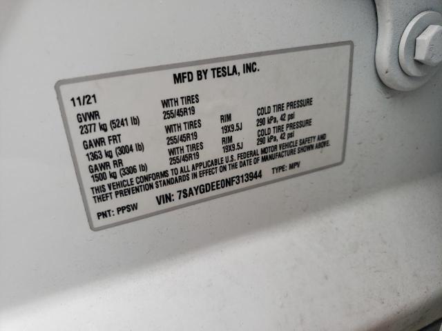 Photo 12 VIN: 7SAYGDEE0NF313944 - TESLA MODEL Y 