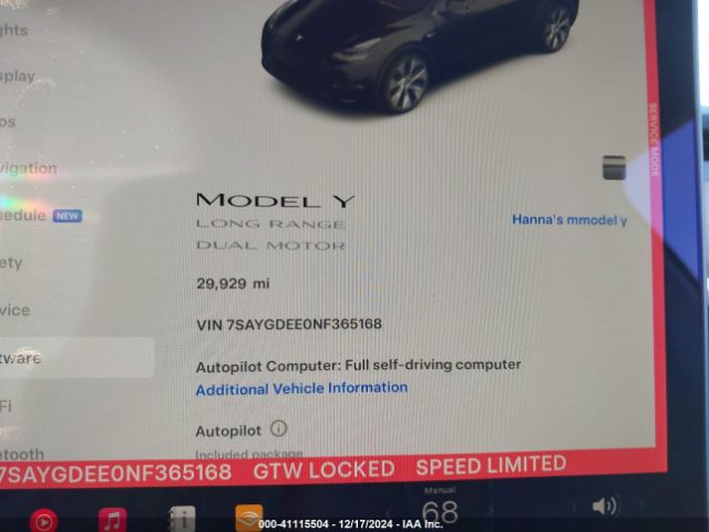 Photo 6 VIN: 7SAYGDEE0NF365168 - TESLA MODEL Y 