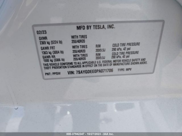 Photo 8 VIN: 7SAYGDEE0PA071706 - TESLA MODEL Y 