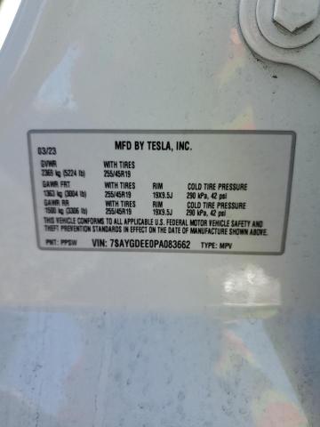 Photo 12 VIN: 7SAYGDEE0PA083662 - TESLA MODEL Y 