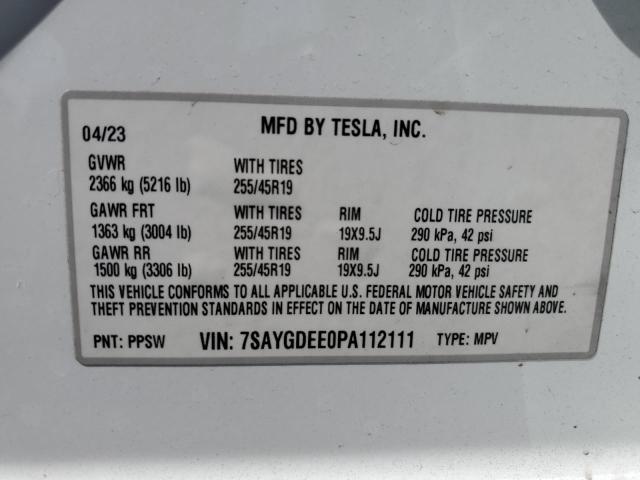 Photo 12 VIN: 7SAYGDEE0PA112111 - TESLA MODEL Y 