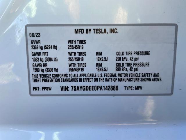 Photo 9 VIN: 7SAYGDEE0PA142886 - TESLA MODEL Y 