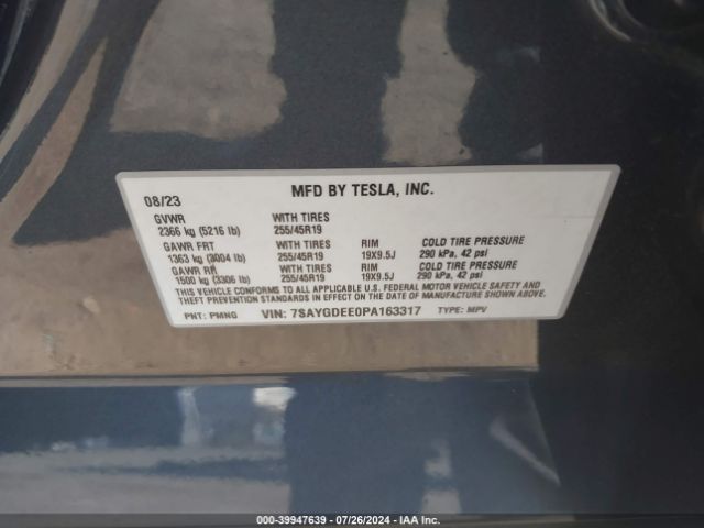 Photo 8 VIN: 7SAYGDEE0PA163317 - TESLA MODEL Y 