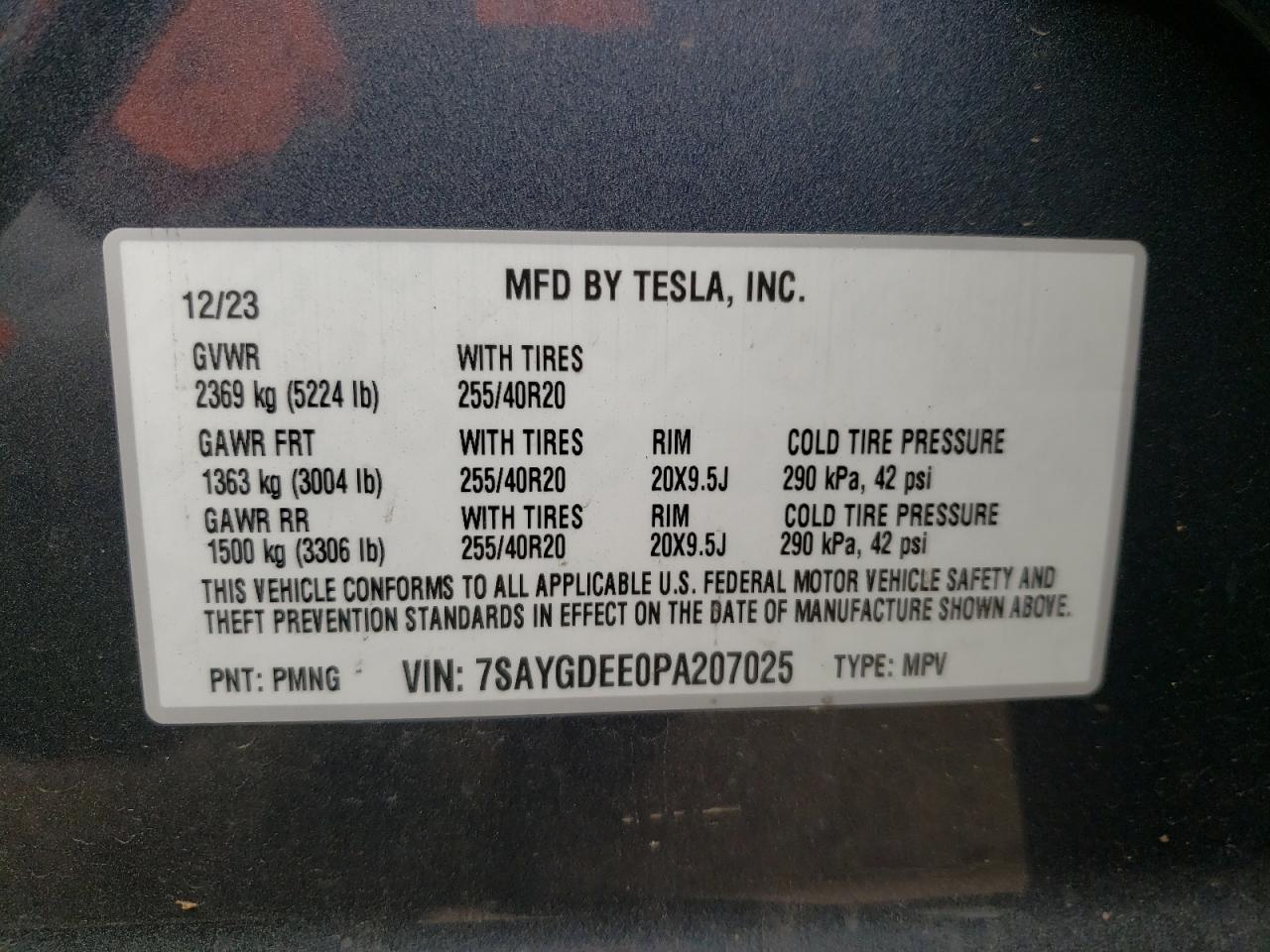 Photo 11 VIN: 7SAYGDEE0PA207025 - TESLA MODEL Y 