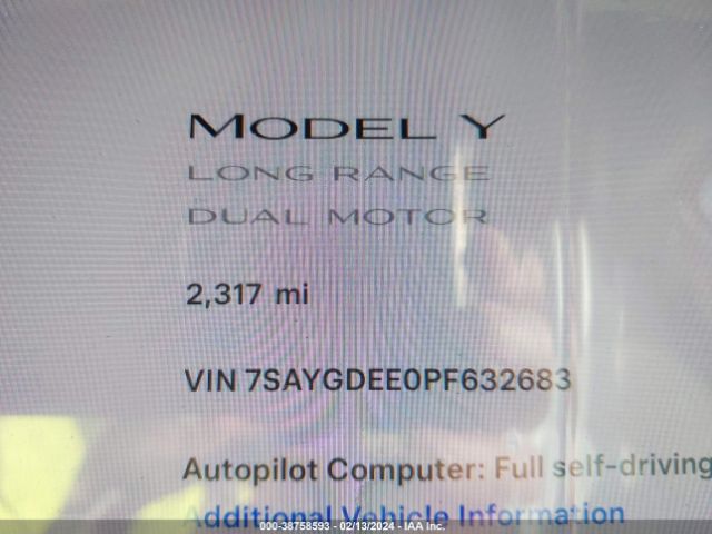 Photo 6 VIN: 7SAYGDEE0PF632683 - TESLA MODEL Y 