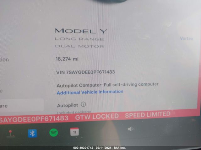 Photo 6 VIN: 7SAYGDEE0PF671483 - TESLA MODEL Y 