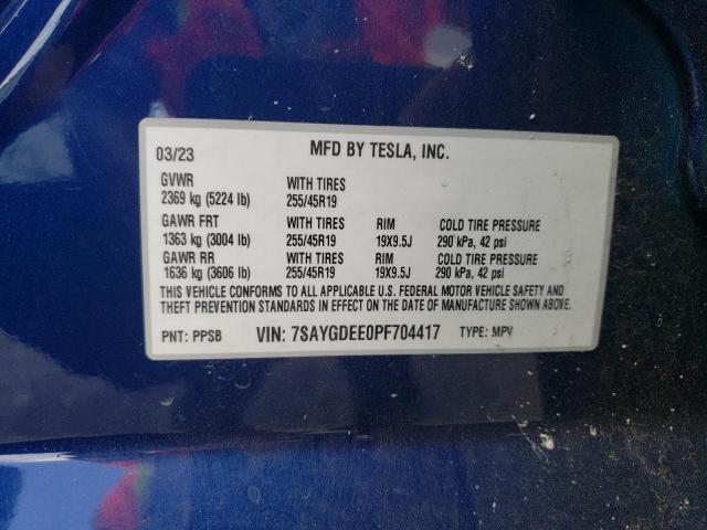 Photo 12 VIN: 7SAYGDEE0PF704417 - TESLA MODEL Y 