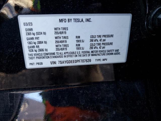 Photo 12 VIN: 7SAYGDEE0PF707639 - TESLA MODEL Y 