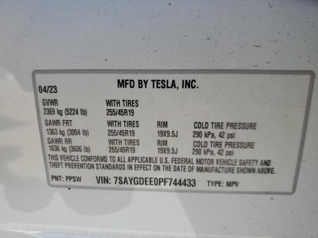 Photo 11 VIN: 7SAYGDEE0PF744433 - TESLA MODEL Y 