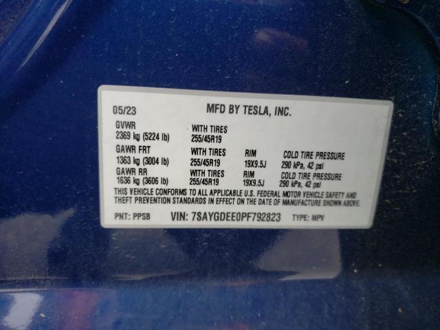 Photo 12 VIN: 7SAYGDEE0PF792823 - TESLA MODEL Y 