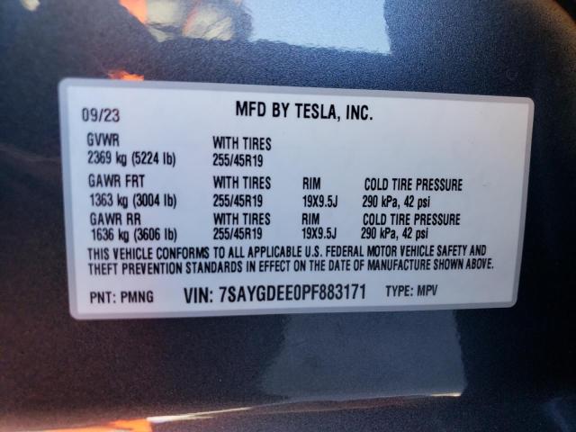 Photo 12 VIN: 7SAYGDEE0PF883171 - TESLA MODEL Y 