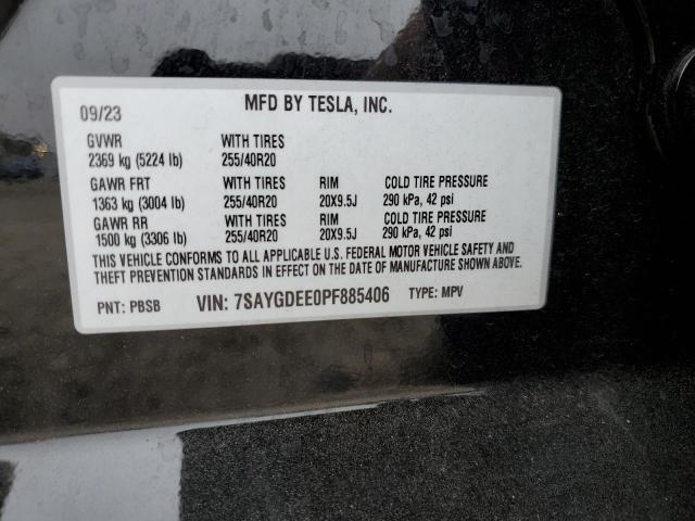 Photo 12 VIN: 7SAYGDEE0PF885406 - TESLA MODEL Y 