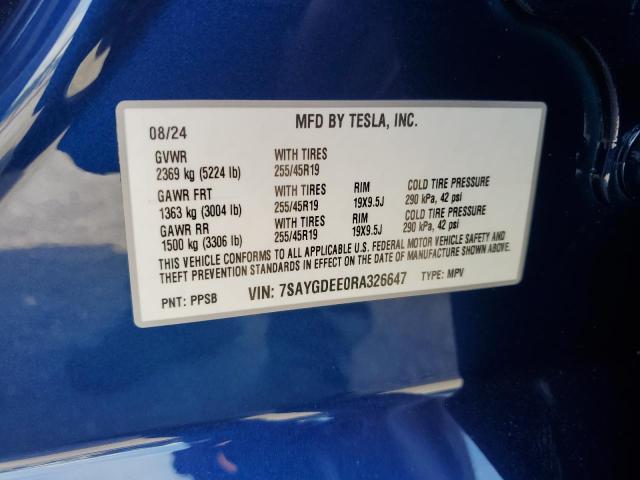 Photo 12 VIN: 7SAYGDEE0RA326647 - TESLA MODEL Y 