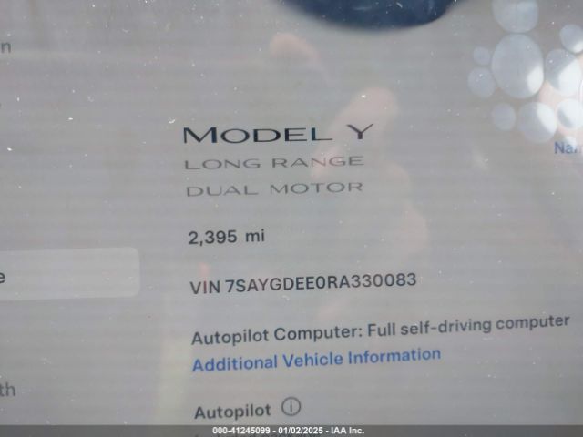 Photo 6 VIN: 7SAYGDEE0RA330083 - TESLA MODEL Y 