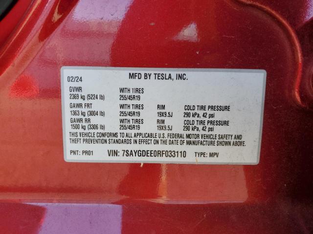 Photo 11 VIN: 7SAYGDEE0RF033110 - TESLA MODEL Y 