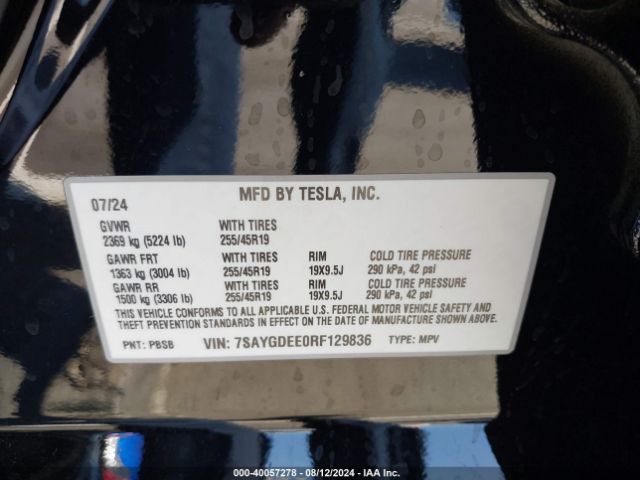 Photo 8 VIN: 7SAYGDEE0RF129836 - TESLA MODEL Y 