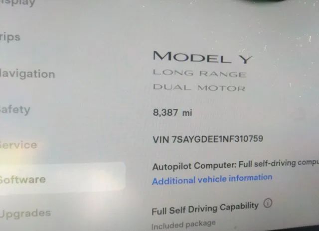 Photo 6 VIN: 7SAYGDEE1NF310759 - TESLA MODEL Y 