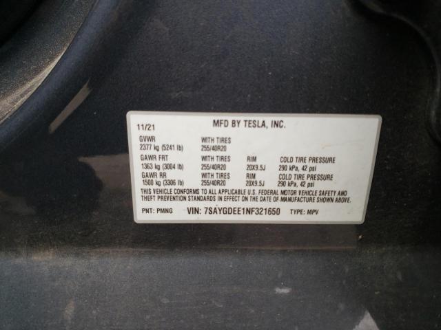 Photo 11 VIN: 7SAYGDEE1NF321650 - TESLA MODEL Y 