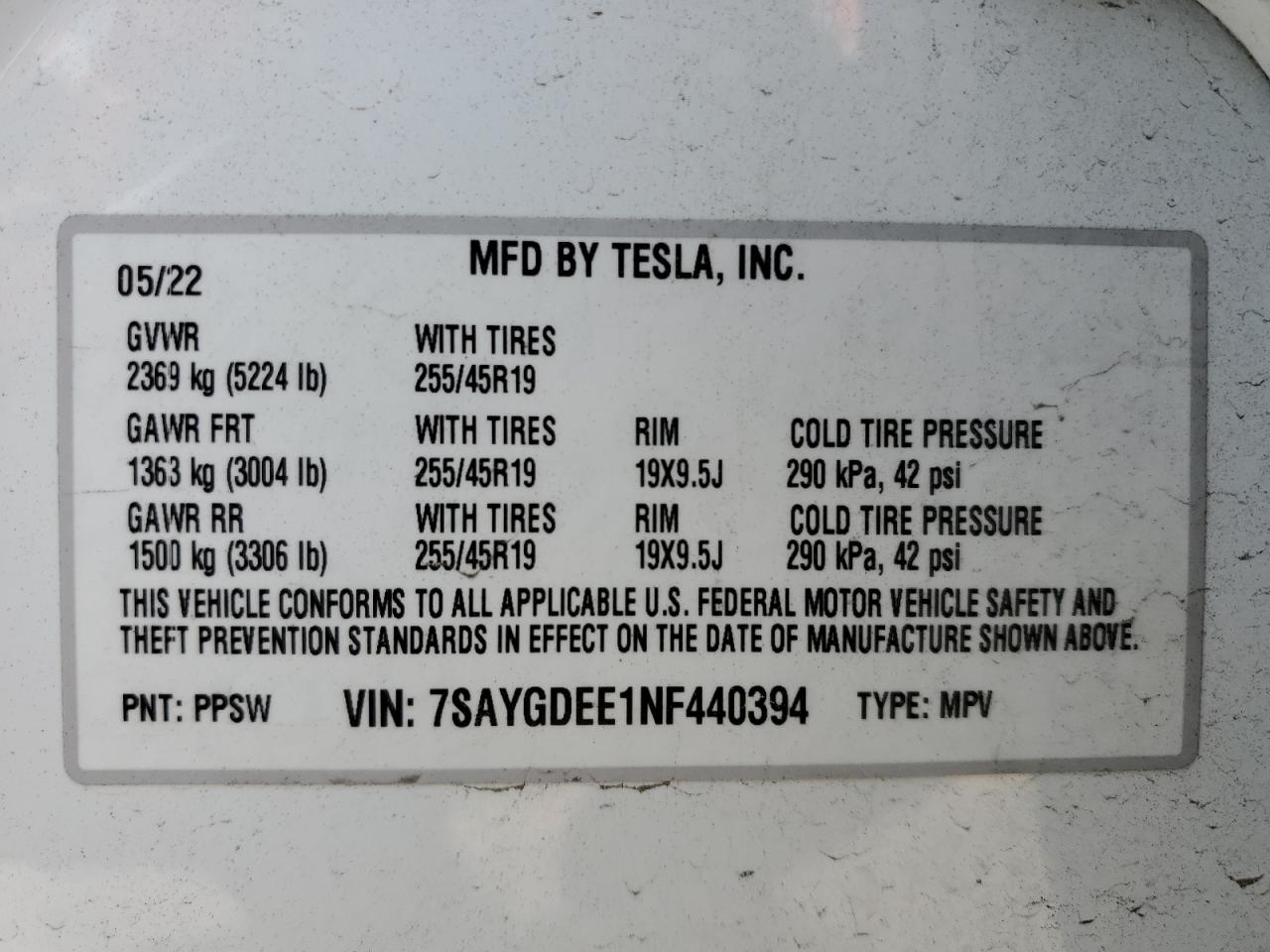 Photo 11 VIN: 7SAYGDEE1NF440394 - TESLA MODEL Y 