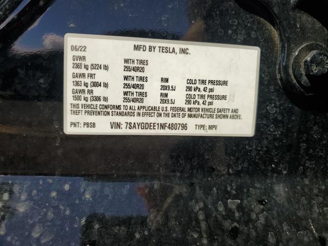 Photo 11 VIN: 7SAYGDEE1NF480796 - TESLA MODEL Y 