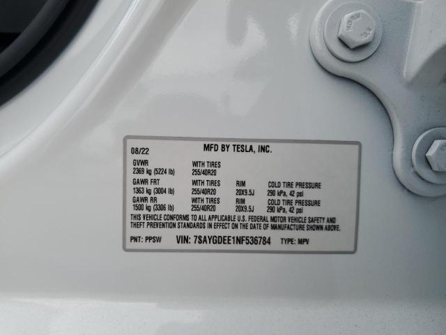 Photo 13 VIN: 7SAYGDEE1NF536784 - TESLA MODEL Y 