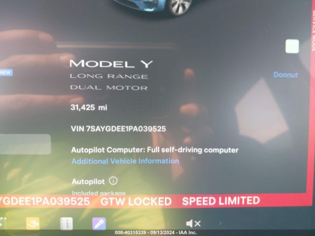 Photo 6 VIN: 7SAYGDEE1PA039525 - TESLA MODEL Y 