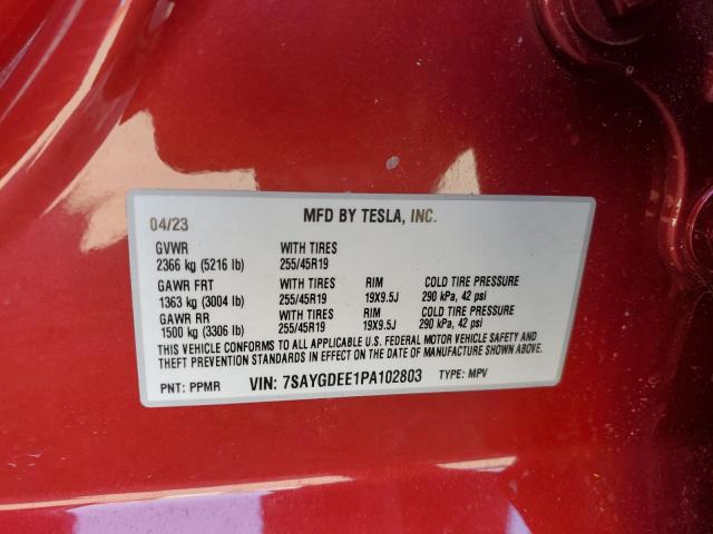 Photo 11 VIN: 7SAYGDEE1PA102803 - TESLA MODEL Y 