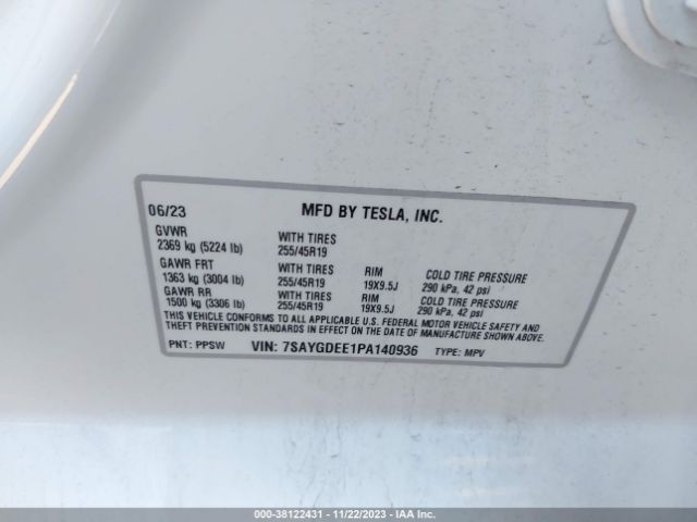 Photo 8 VIN: 7SAYGDEE1PA140936 - TESLA MODEL Y 