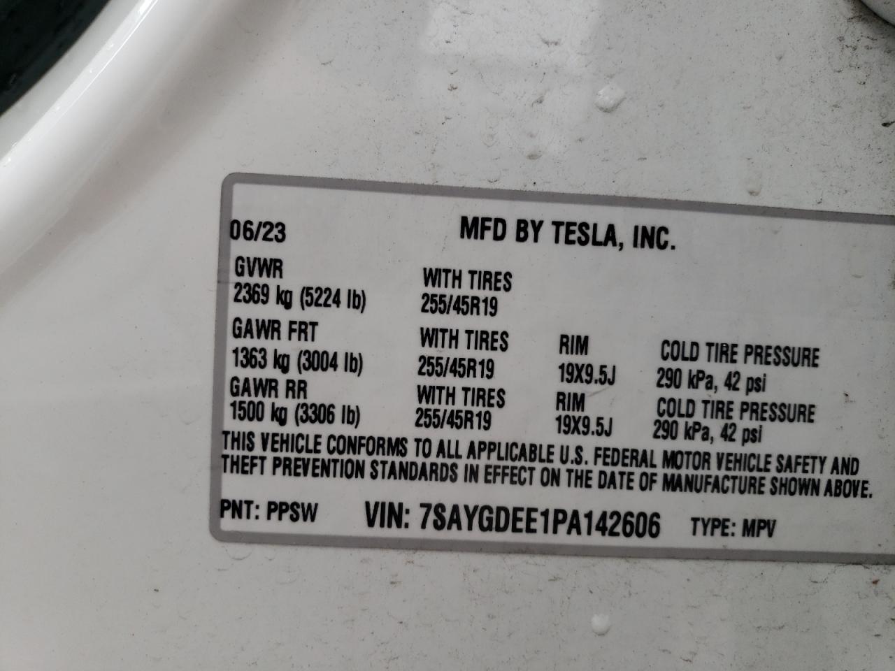 Photo 12 VIN: 7SAYGDEE1PA142606 - TESLA MODEL Y 