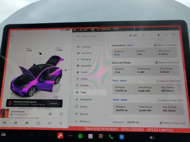 Photo 8 VIN: 7SAYGDEE1PF614001 - TESLA MODEL Y 