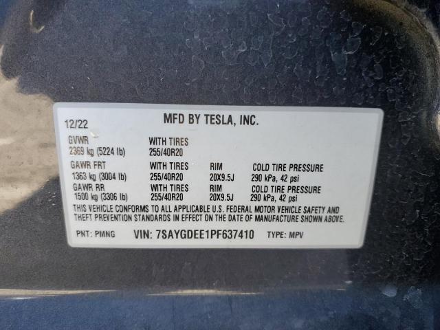 Photo 12 VIN: 7SAYGDEE1PF637410 - TESLA MODEL Y 