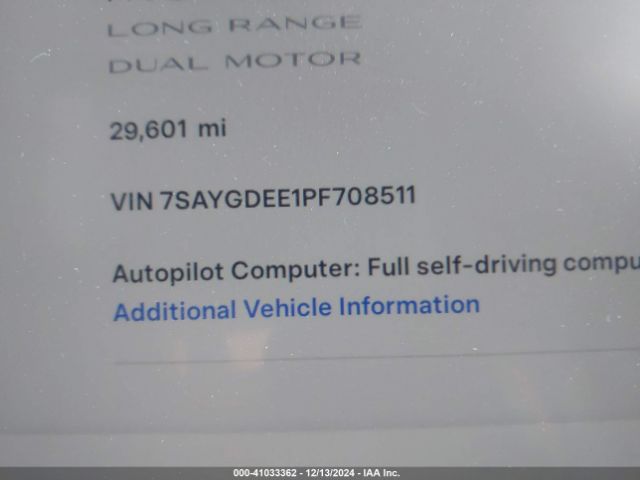 Photo 8 VIN: 7SAYGDEE1PF708511 - TESLA MODEL Y 