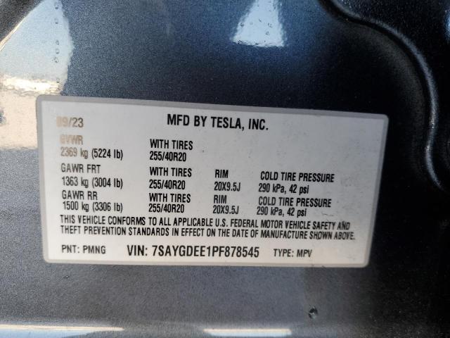 Photo 12 VIN: 7SAYGDEE1PF878545 - TESLA MODEL Y 