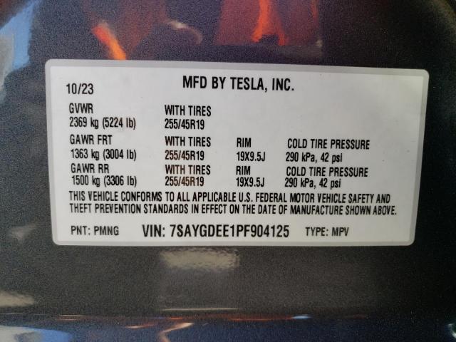 Photo 12 VIN: 7SAYGDEE1PF904125 - TESLA MODEL Y 