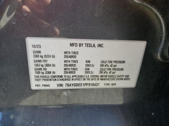 Photo 12 VIN: 7SAYGDEE1PF918431 - TESLA MODEL Y 