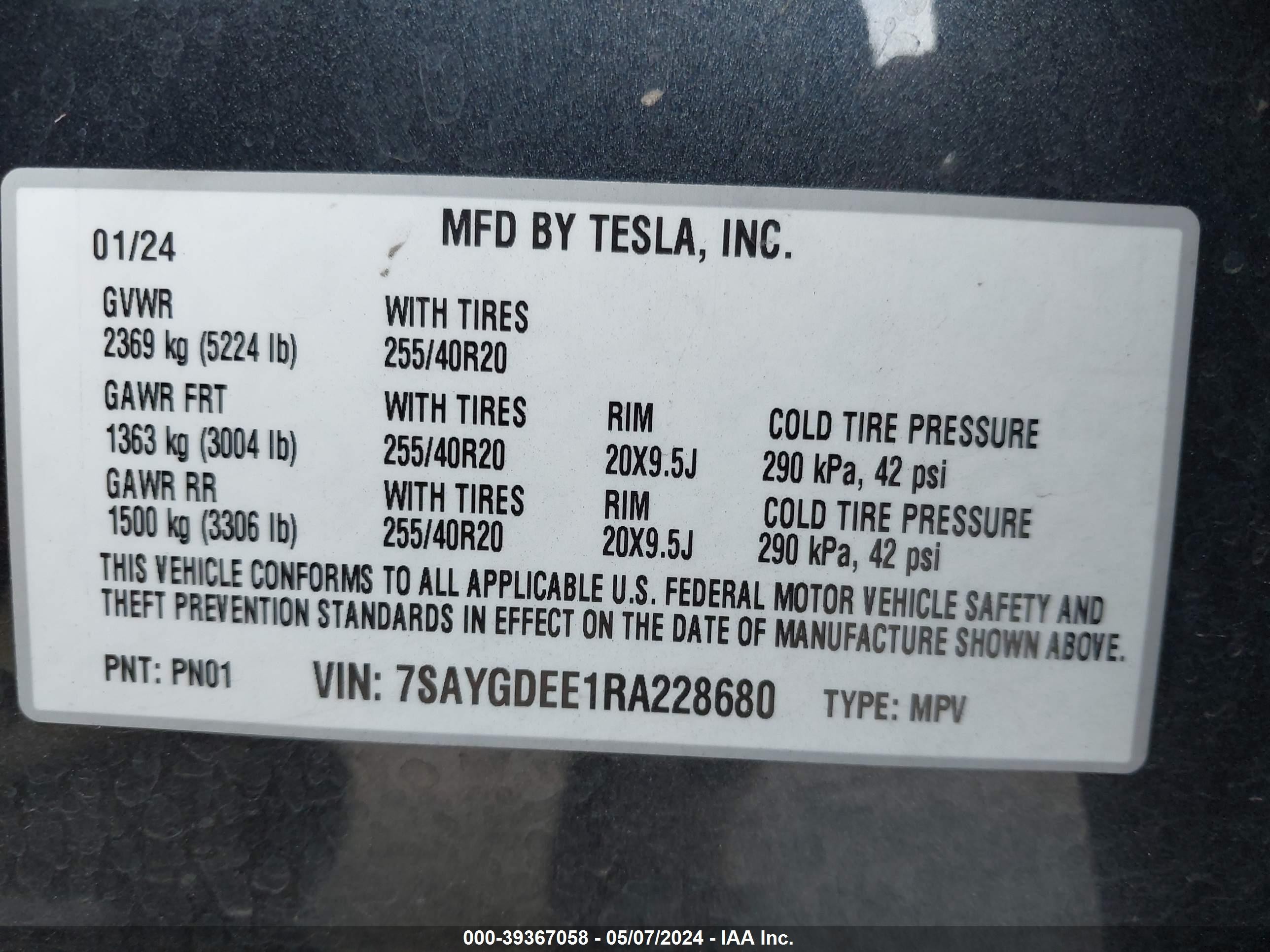 Photo 8 VIN: 7SAYGDEE1RA228680 - TESLA MODEL Y 