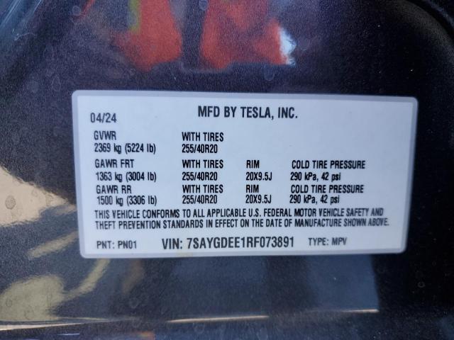 Photo 12 VIN: 7SAYGDEE1RF073891 - TESLA MODEL Y 