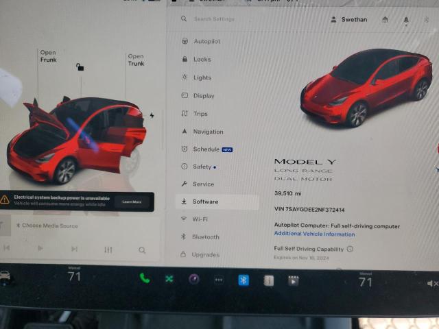 Photo 8 VIN: 7SAYGDEE2NF372414 - TESLA MODEL Y 