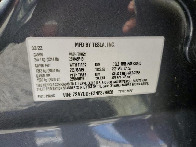 Photo 11 VIN: 7SAYGDEE2NF379928 - TESLA MODEL Y 