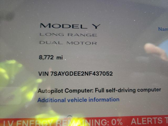 Photo 7 VIN: 7SAYGDEE2NF437052 - TESLA MODEL Y 