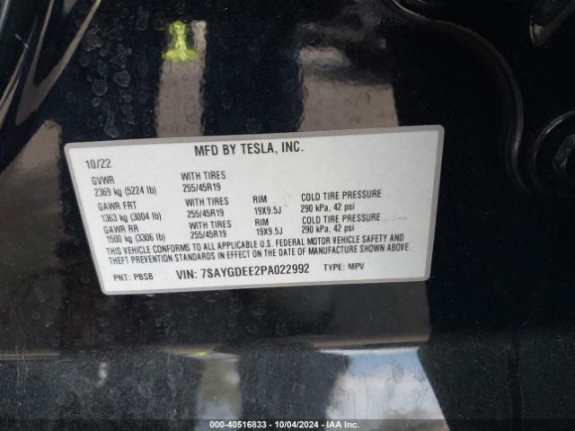 Photo 8 VIN: 7SAYGDEE2PA022992 - TESLA MODEL Y 