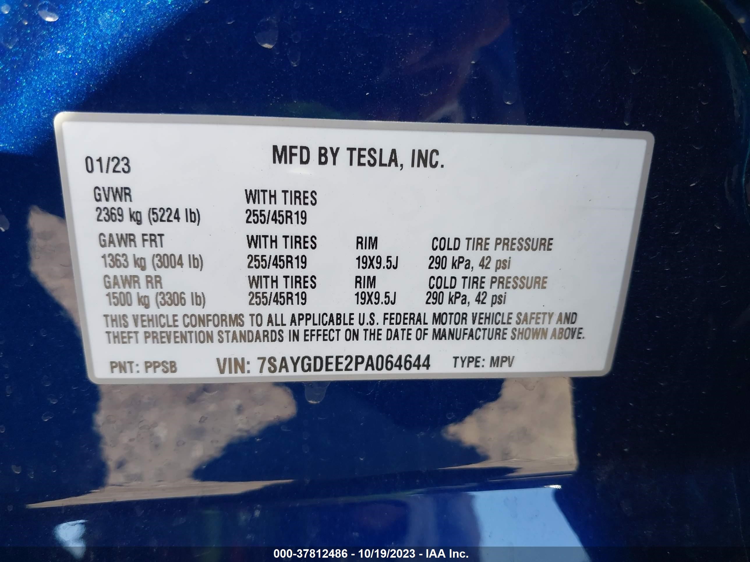 Photo 8 VIN: 7SAYGDEE2PA064644 - TESLA MODEL Y 