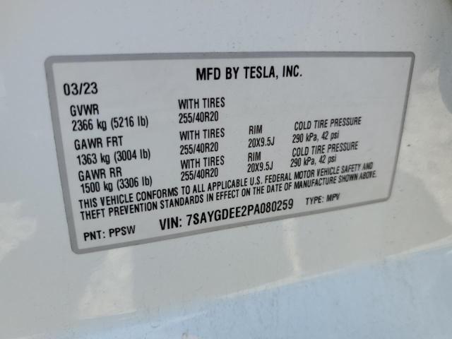 Photo 12 VIN: 7SAYGDEE2PA080259 - TESLA MODEL Y 