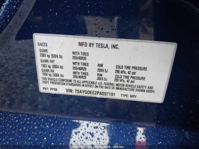 Photo 8 VIN: 7SAYGDEE2PA097191 - TESLA MODEL Y 