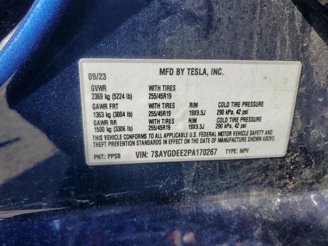 Photo 12 VIN: 7SAYGDEE2PA170267 - TESLA MODEL Y 