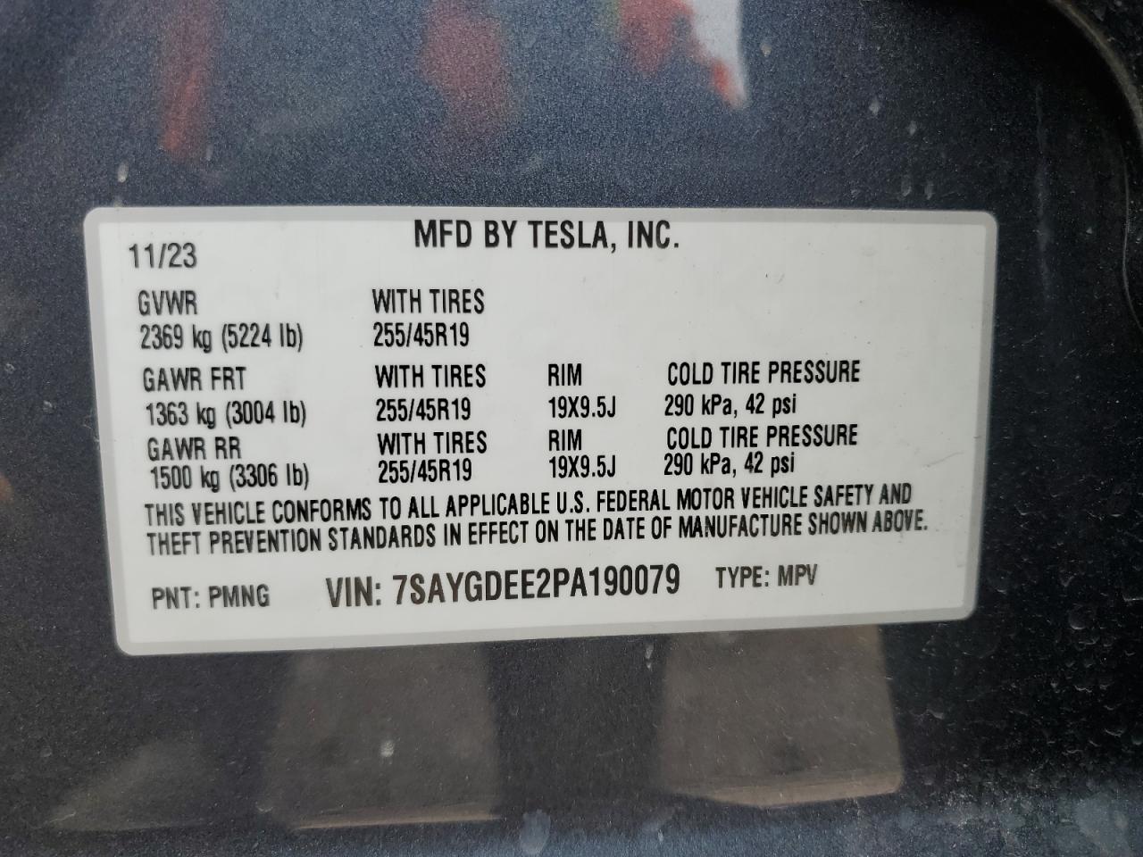 Photo 12 VIN: 7SAYGDEE2PA190079 - TESLA MODEL Y 