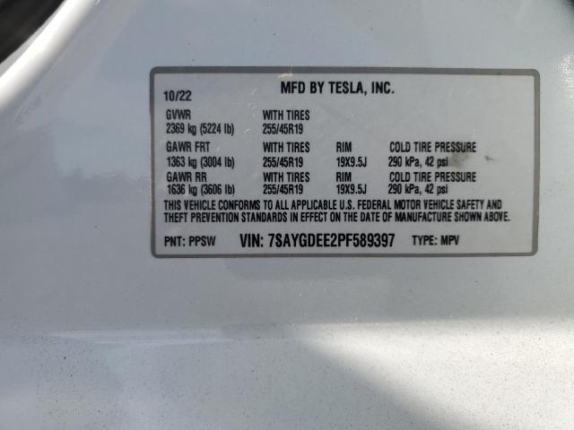 Photo 12 VIN: 7SAYGDEE2PF589397 - TESLA MODEL Y 