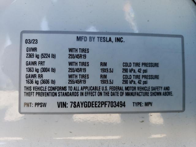 Photo 12 VIN: 7SAYGDEE2PF703494 - TESLA MODEL Y 