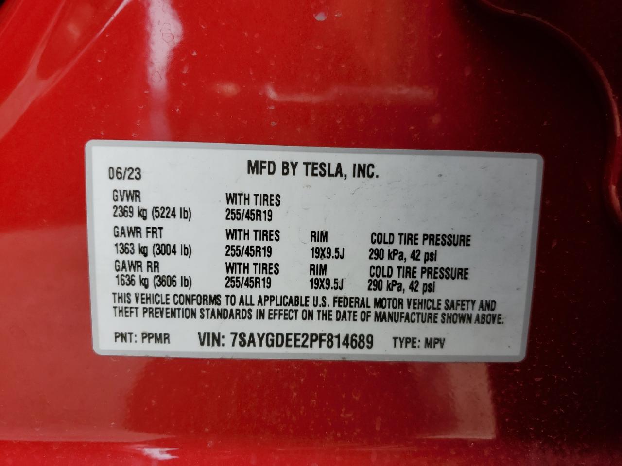 Photo 12 VIN: 7SAYGDEE2PF814689 - TESLA MODEL Y 